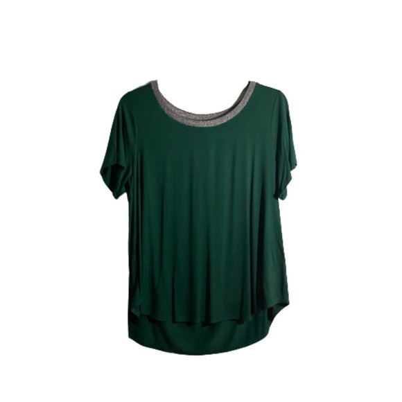 NWT Alfani Lurex Trim Hort See T-shirt Green - Picture 2 of 4